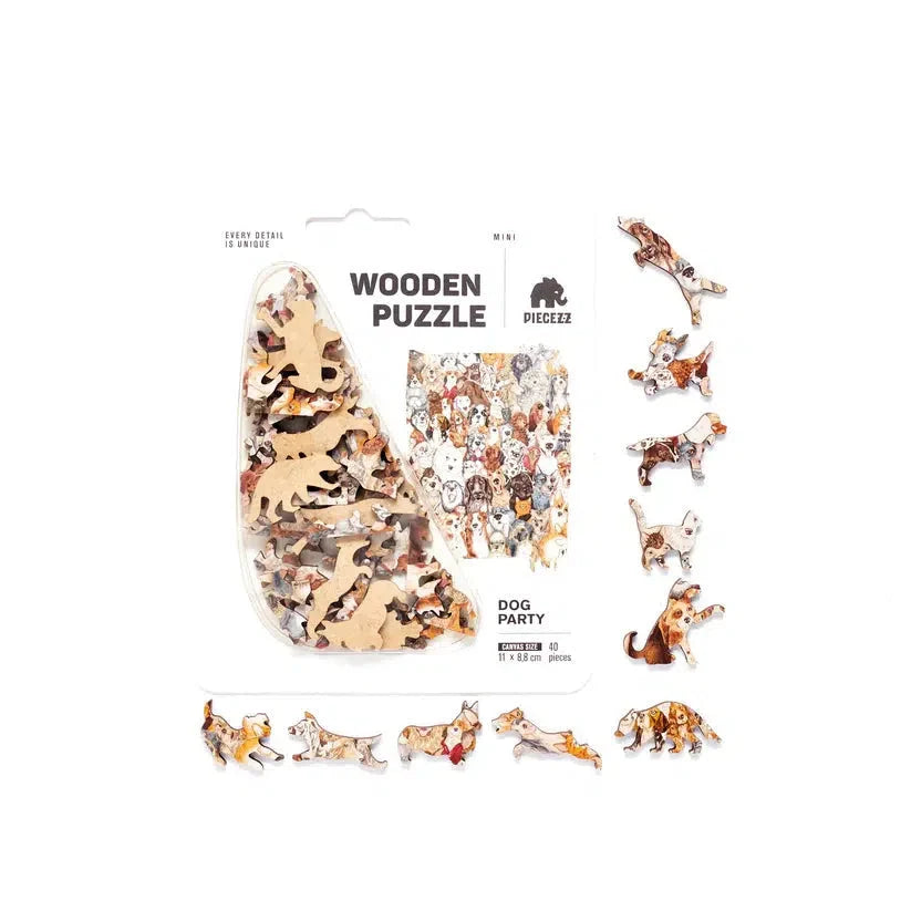 Dog Party 40 Piece Mini Wooden Jigsaw Puzzle Geek Toys