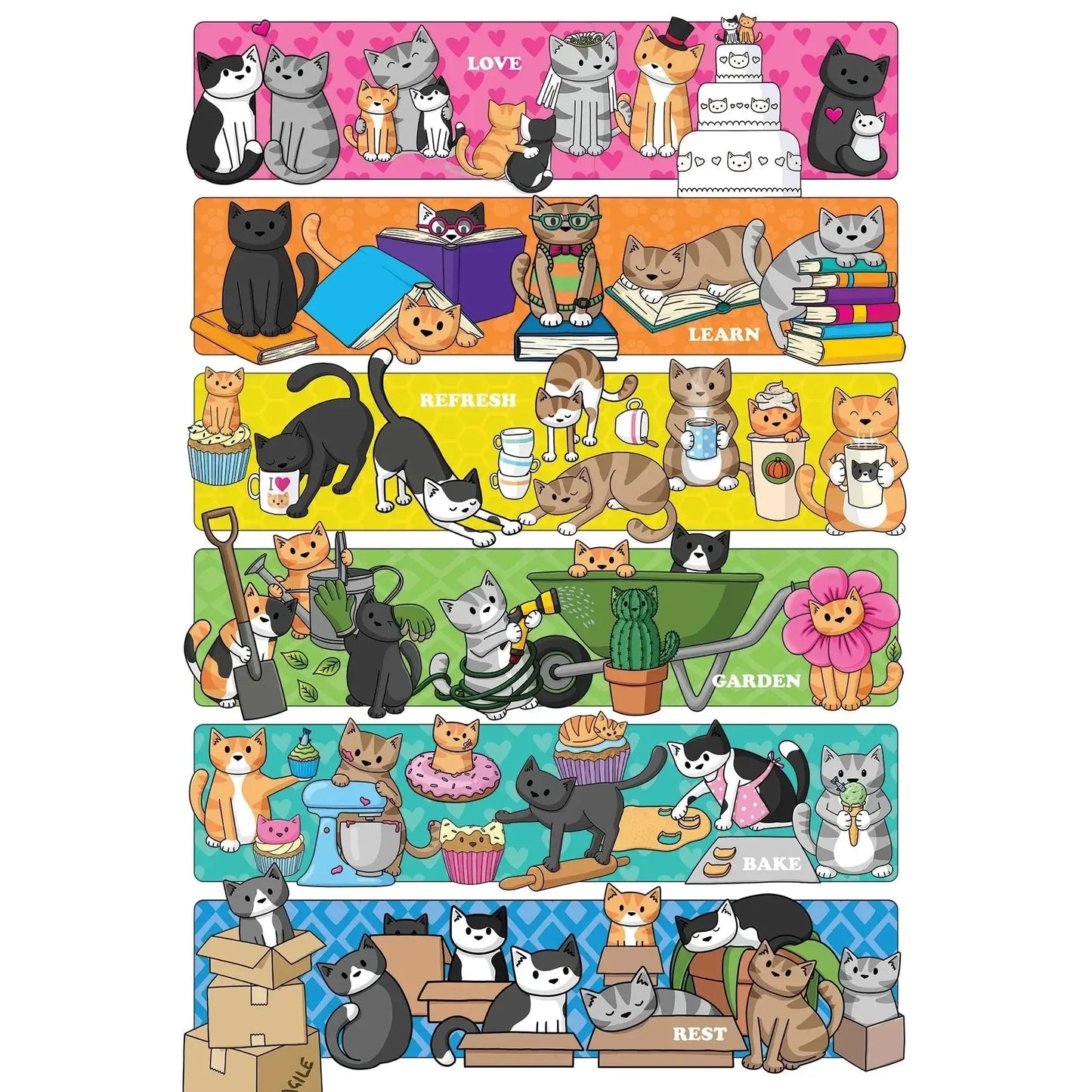 Doodlecat Days 100 Large Piece Jigsaw Puzzle Cobble Hill