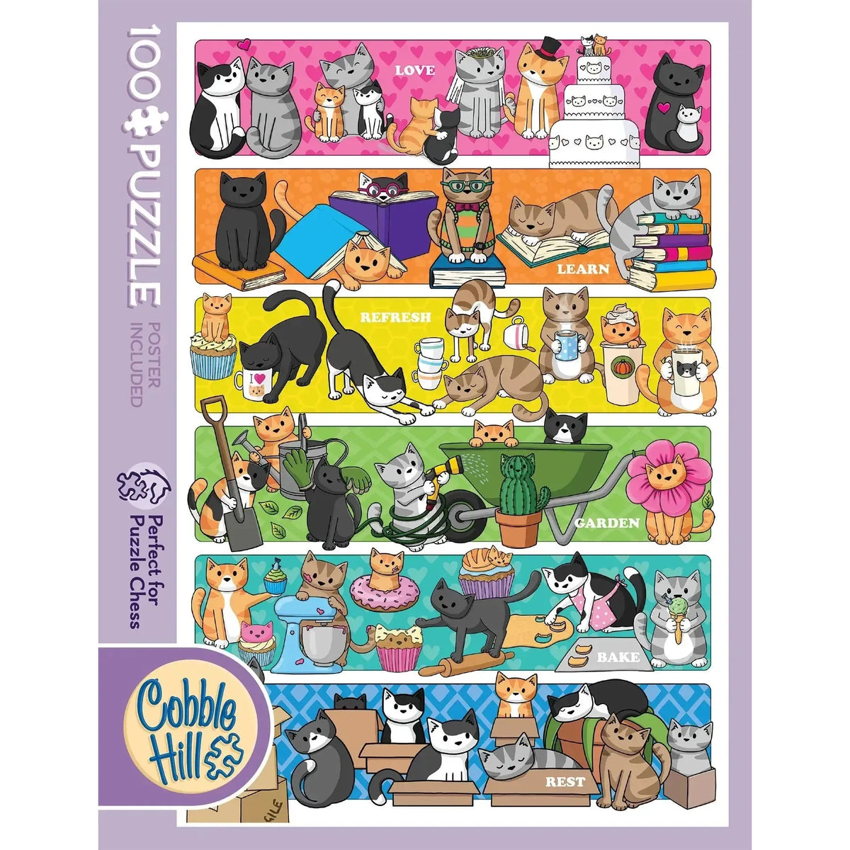 Doodlecat Days 100 Large Piece Jigsaw Puzzle Cobble Hill