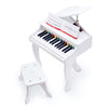 Hape Deluxe White Grand Piano | Thirty Key Piano Toy With Stool, Electronic Keyboard Musical Toy Set For Kids 3 Years+