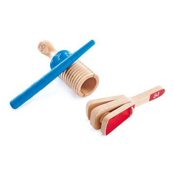 Hape Percussion Duo | Wooden Clapper & Guiro Hand Musical Instrument Toy Set For Toddlers
