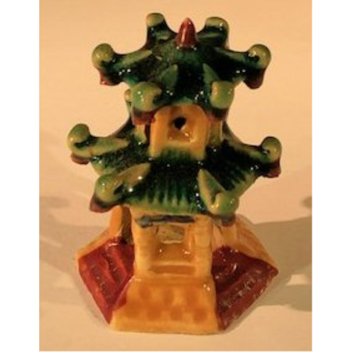 Glazed Ceramic Pagoda Figurine  2.5