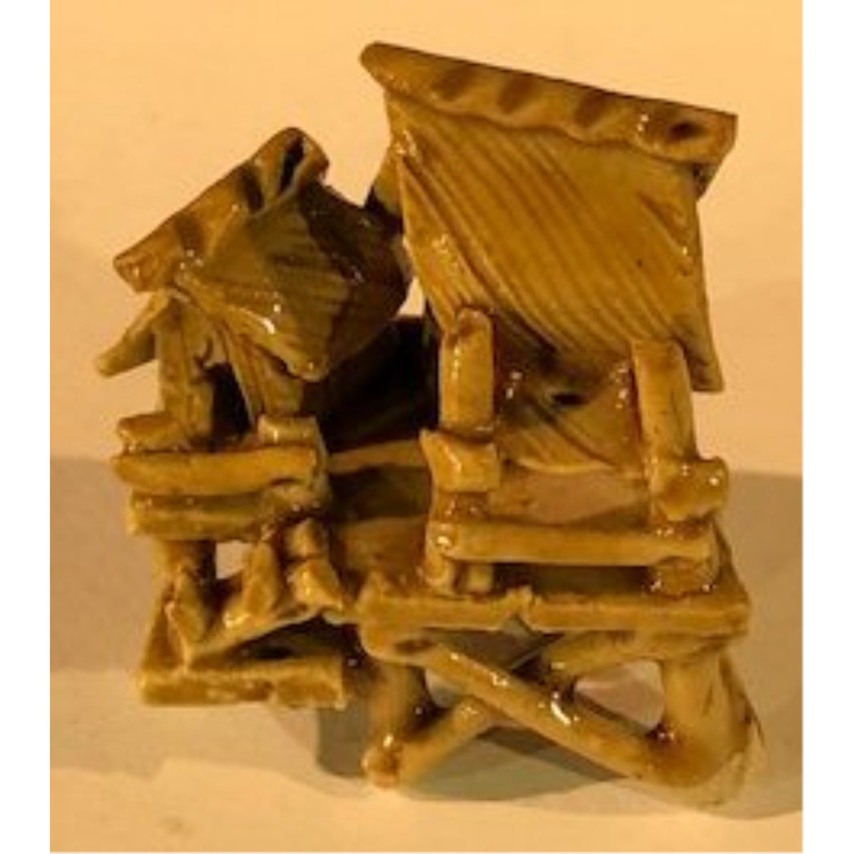 Miniature Ceramic Figurine Glazed Water Pavilion  2