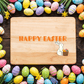 Happy Easter Solid Maple Wood Serving Board Platter - 11" x 16" | Easter Egg Wooden Tokens | Made in the USA 🇺🇸