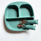 Silicone  and stainless steel spoon and fork set