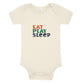 100% Airlume Combed, Ring-Spun Cotton Onesie - Eat Play Sleep (Size 6-12 mo)