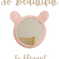 Kids Pink Rattan Teddy Bear Wall Mirror – Baby Girl Nursery & Kids Room Décor Gift