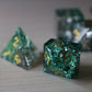 Elven Wood Green Forge Fire Glass DND Dice Set