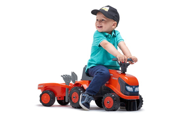 Falk Kubota Ride-On And Push-Along Tractor With Trailer And Tools +1 Year