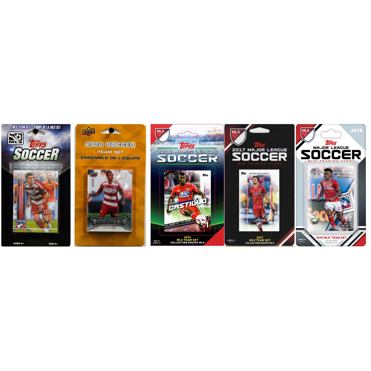 Mls Fc Dallas 5 Different Licensed Trading Card Team Sets
