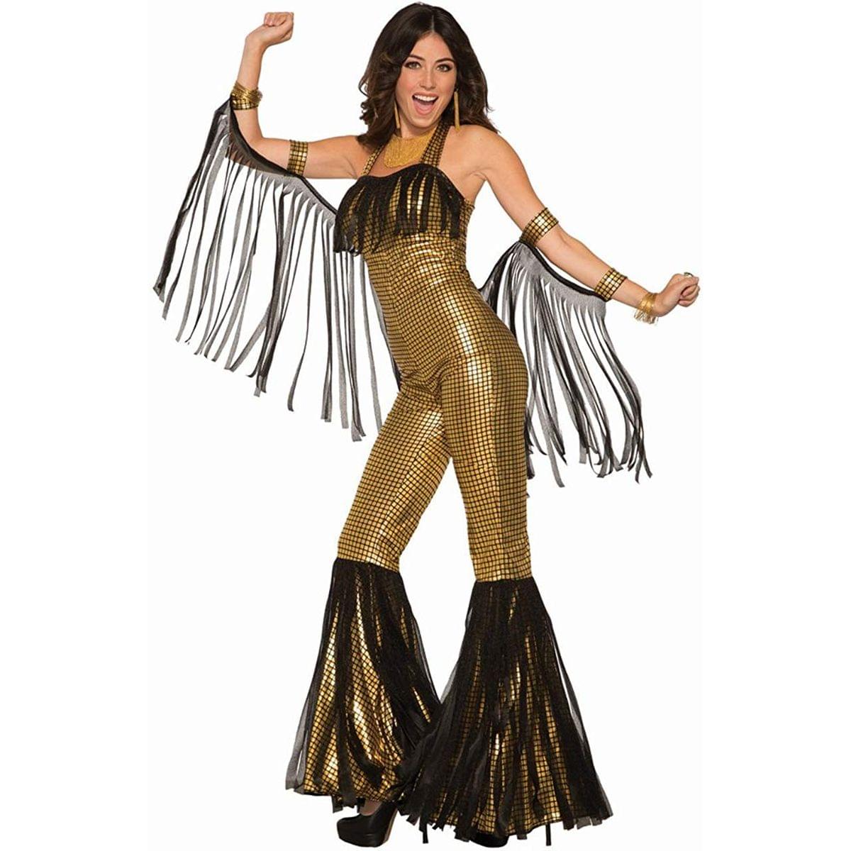 Disco Queen Women'S Costume Jumpsuit - Gold