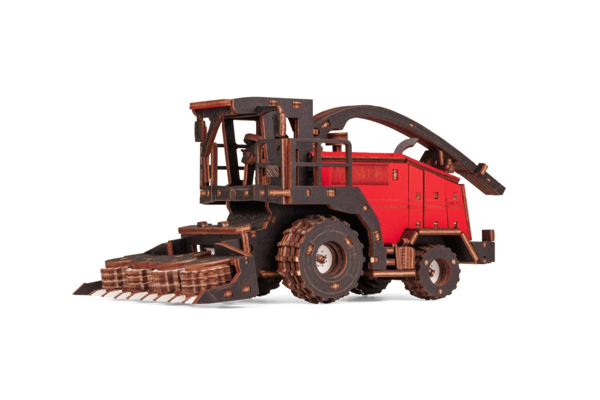 Red Forage Harvester FS80 Pro — Mechanical Wooden Model, 181 Pieces