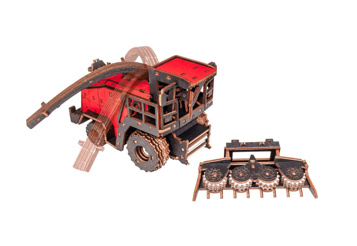 Red Forage Harvester FS80 Pro — Mechanical Wooden Model, 181 Pieces