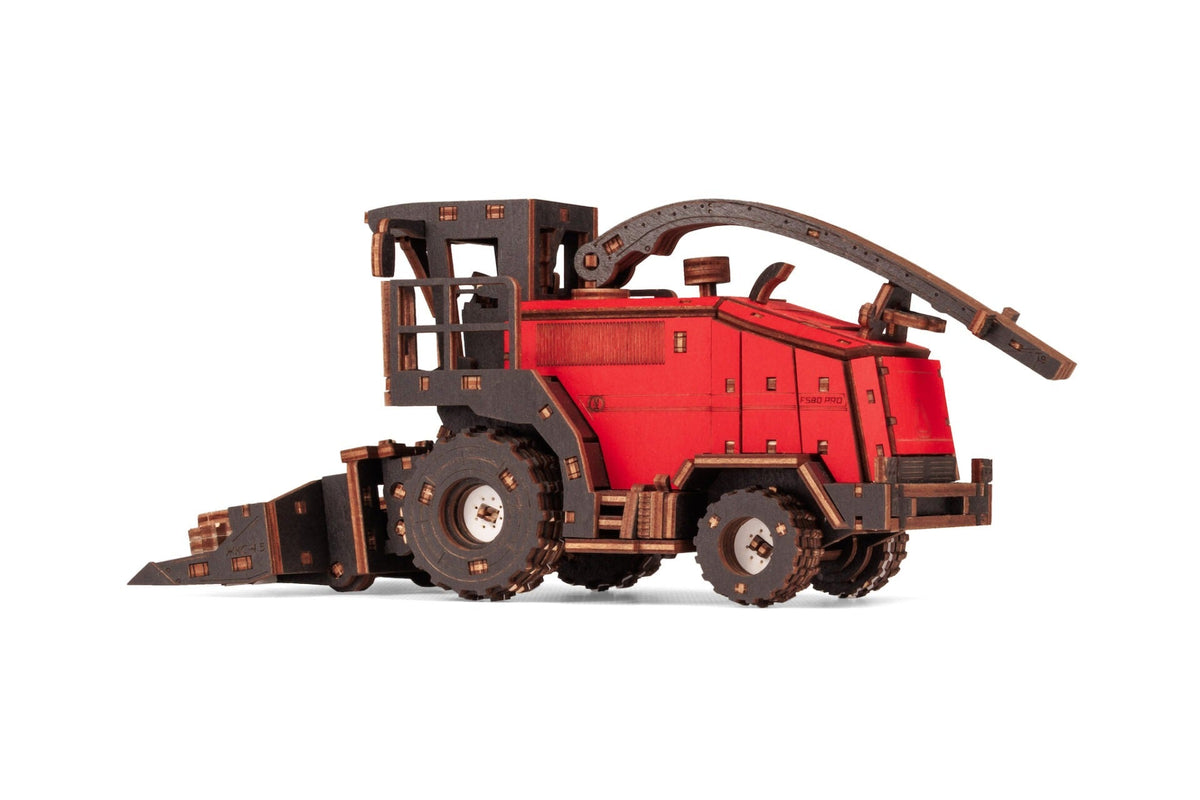 Red Forage Harvester FS80 Pro — Mechanical Wooden Model, 181 Pieces