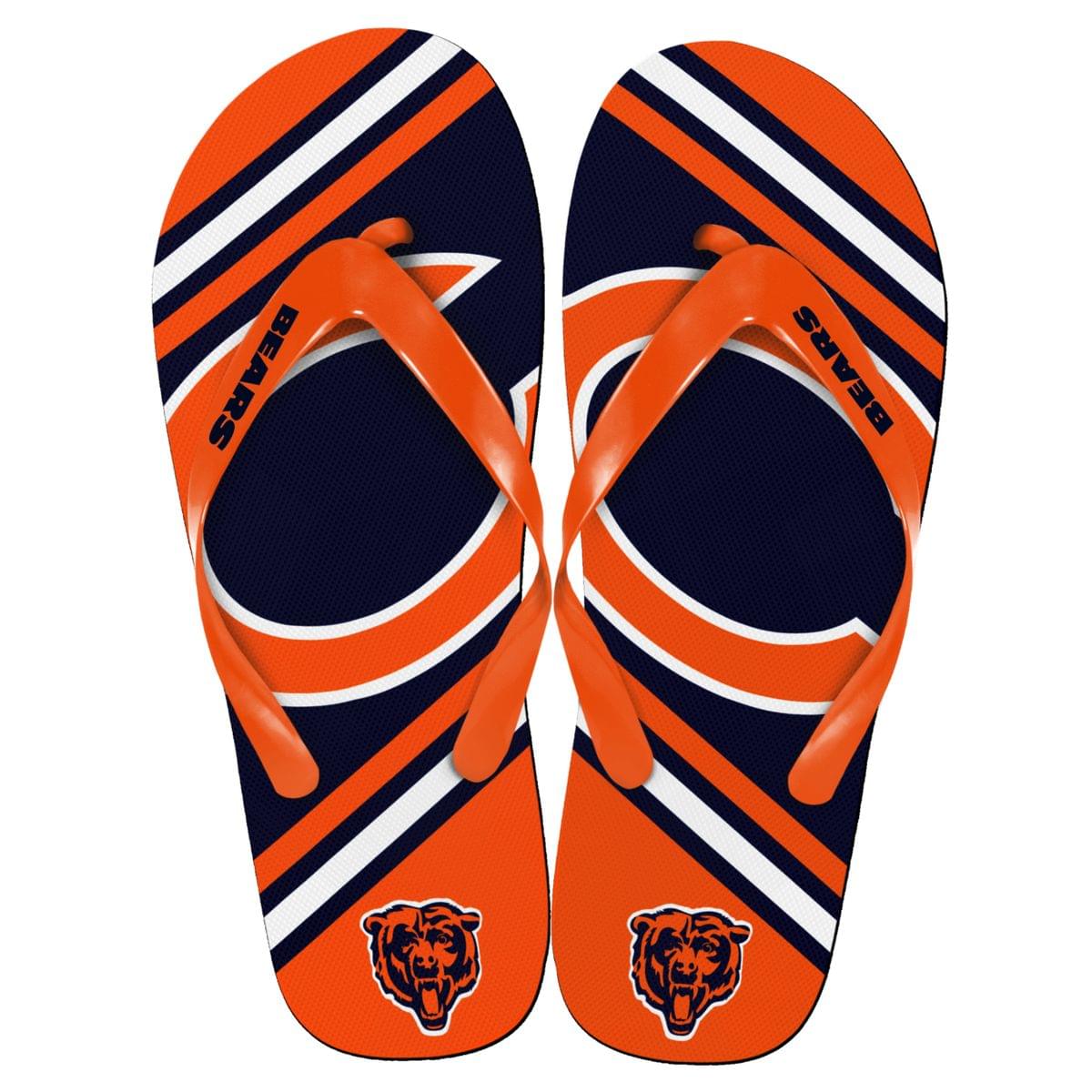 Chicago Bears Nfl Unisex Big Logo Flip Flops Medium (W 9-10/M 7-8)
