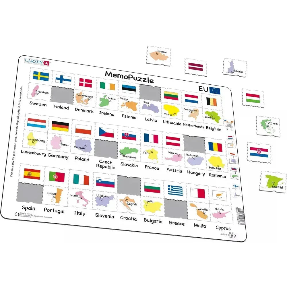 Flags & Capitals of the European Union 54 Piece Tray Jigsaw Puzzle Larsen
