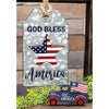 Happy Deals ~ Americana Vintage Patriotic Truck Shelf Sitter | Tabletop Decor - 5.75 X 3.5 Inch
