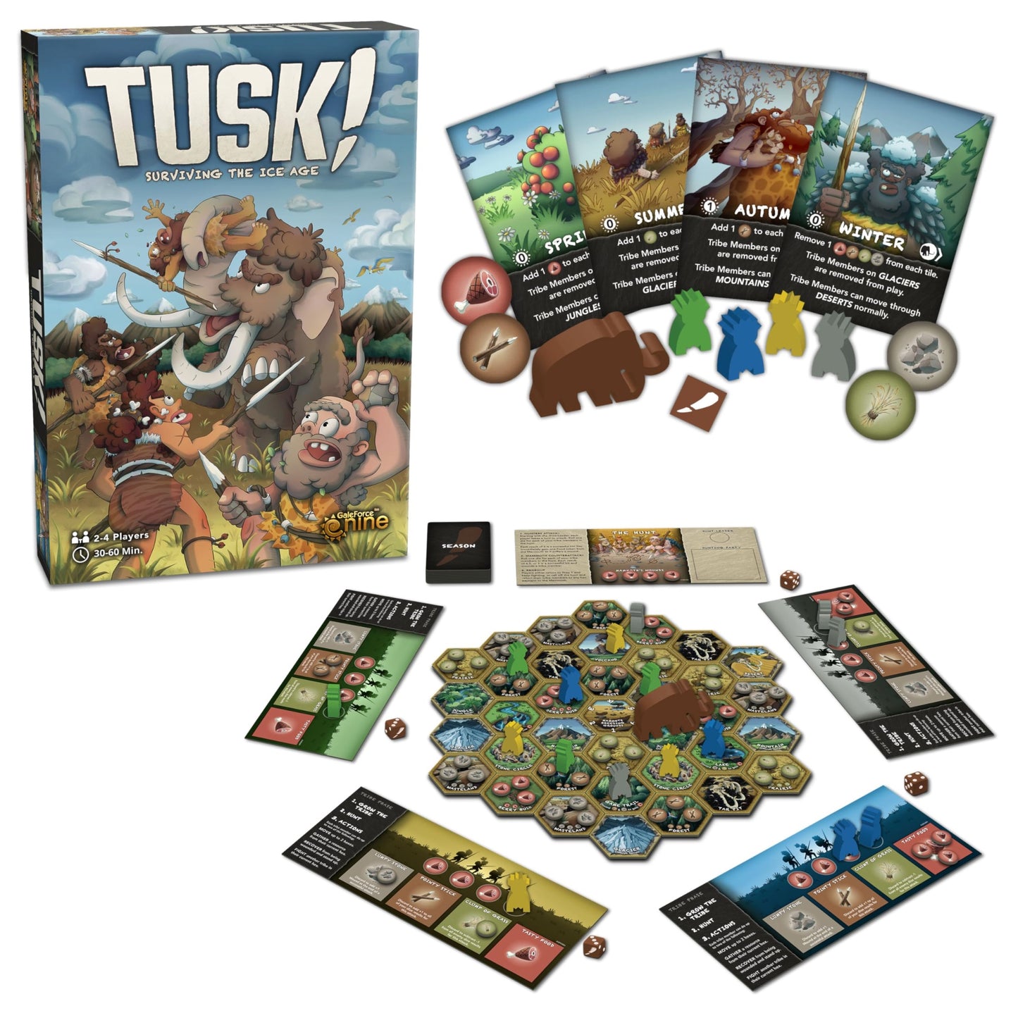 Gale Force 9 Tusk! Surviving The Ice Age - Strategy Board Game, Ages 10+, 30-60 Min, 2-4 Players