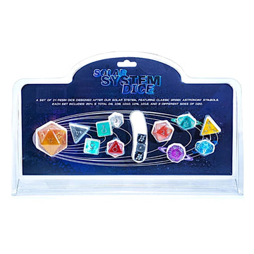 Gate Keeper Games Solar System Dice Set - 14pc RPG Resin Dice with Greek-Medieval Symbols, Multicolor, Model 232038