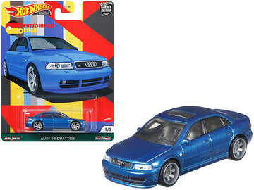 Audi S4 Quattro With Sunroof Blue Metallic ''Deutschland Design'' Series Diecast Model Car By Hot Wheels
