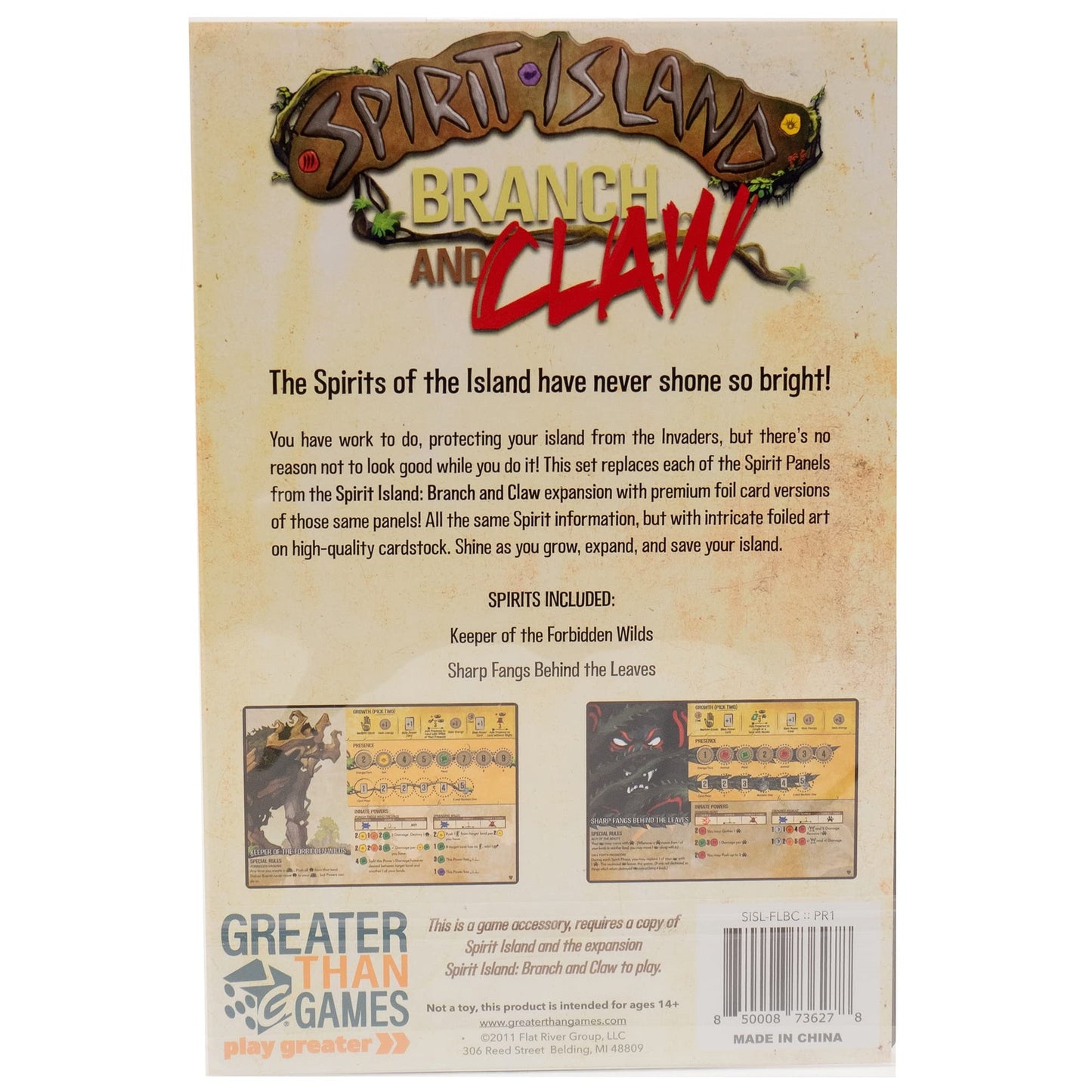 Greater Than Games Spirit Island Branch &Claw: enhanced Foil Spirit Panels - 2 Panels to Replace Existing Game Cards  Greater Than Games