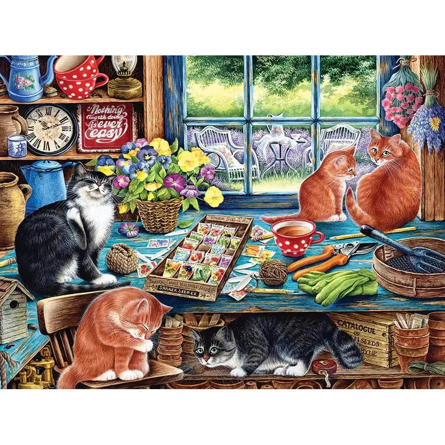 Garden Shed Cats 35 Piece Tray Jigsaw Puzzle Cobble Hill