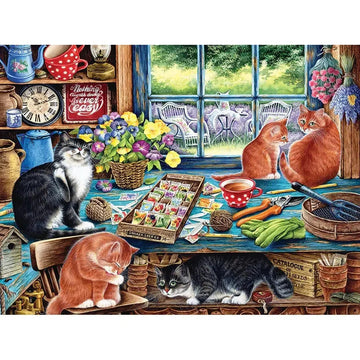 Garden Shed Cats 35 Piece Tray Jigsaw Puzzle Cobble Hill