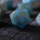 Gemstone Blue Aquamarine Stone Hand Carved DND Dice Set