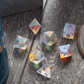Gemstone (Inked) Raised Dichroic Glass DND Dice Set