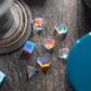 Gemstone (Inked) Raised Dichroic Glass DND Dice Set