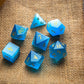 Gemstone Light Blue Cats Eye Stone Hand Carved DND Dice Set