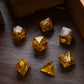 Gold Honey Lightning Cracked Glass DND Dice Set