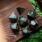 Green Eyed Hand Carved Gemstone DND Dice Set