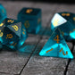 Green Zircon Glass Hand Carved DND Dice Set
