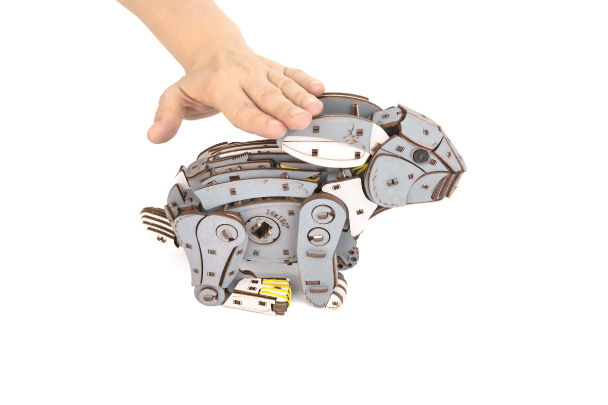 Grey Rabbit — Mechanical Wooden Model, 288 Pieces