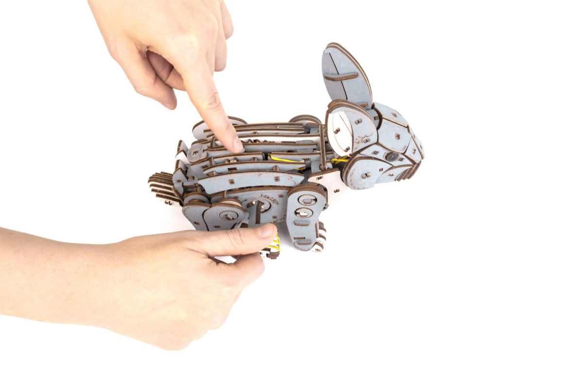 Grey Rabbit — Mechanical Wooden Model, 288 Pieces