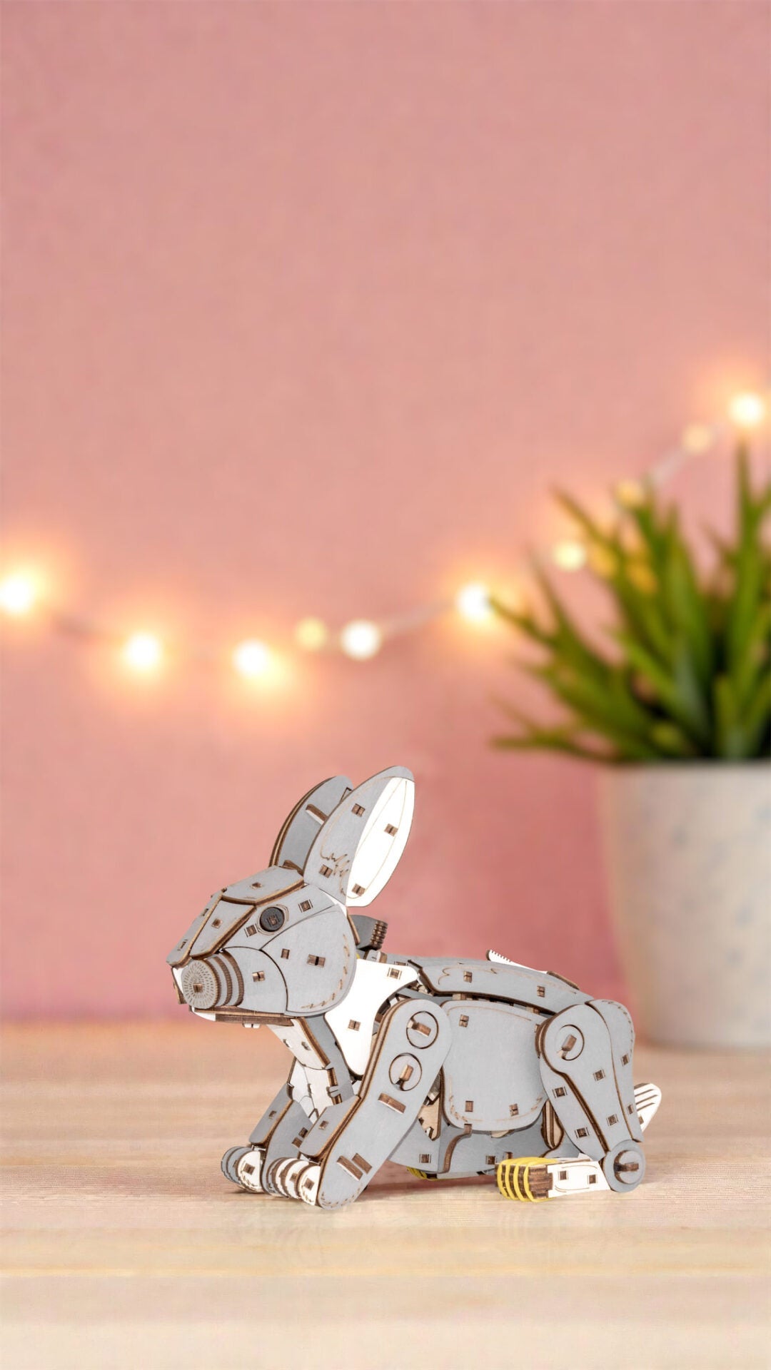 Grey Rabbit — Mechanical Wooden Model, 288 Pieces