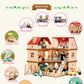 Simulation Kitchen Forest Family Small House Double Three- Story Villa Reindeer  Animal Model Girl Dollhouse Furniture Toy Gifts