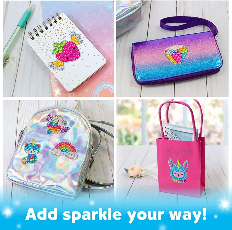 12 Create Big Gem Diamond Painting Sticker Kit Art Craft Girls Boys Unicorn Animal Sealife Magical Mosaic Dot Sticky Toys Gifts