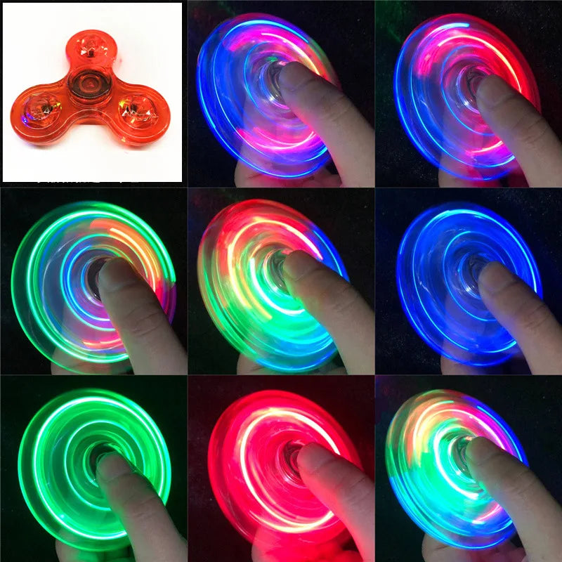 Clearance_Luminous LED Light Fidget Spinner Hand Top Spinners Glow in Dark Light EDC Fidget Spinner Finger Stress Relief Toys_Co