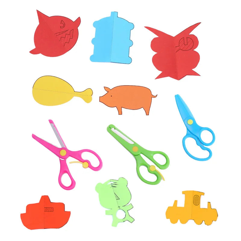 Paper-Cut Set Paper Cutting Scissor Skills Activity Cutting Book Kids Crafts Toys Kits Preschool with Child-Safe Scissors
