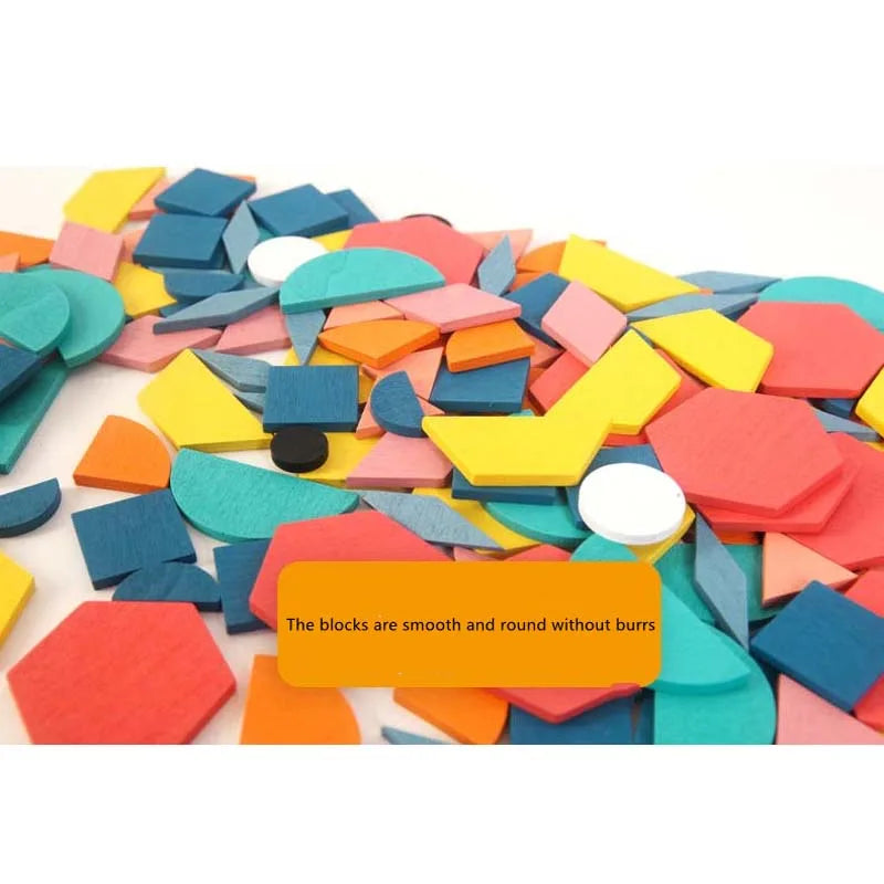 Hot Sale 180Pcs Montessori Kids Wooden 3D Geometric Shape Jigsaw Puzzle Board Set Baby Early Education Toys for Children