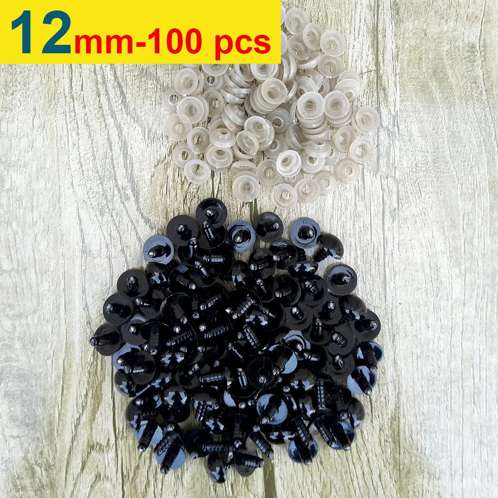 100pcs 8/10/12/14mm Plastic Safety Eyes For Toys Diy Mix Size Crochet Animal Eye For Doll Toys Amigurumi Accessories