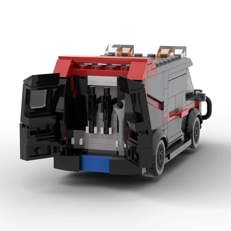 Yigebebe Technical Car A-Team Van SWAT Team Truck High-Tech Building Blocks MOC City Station Car Brick Toy For Gifts