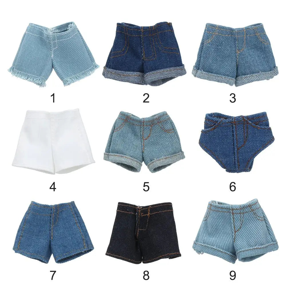 2022 Newest Multi Style Denim 11.5"Jeans Bottoms Shorts For Doll Clothes Outfits Short Pants For Blythe 1/6 Dolls Accessories
