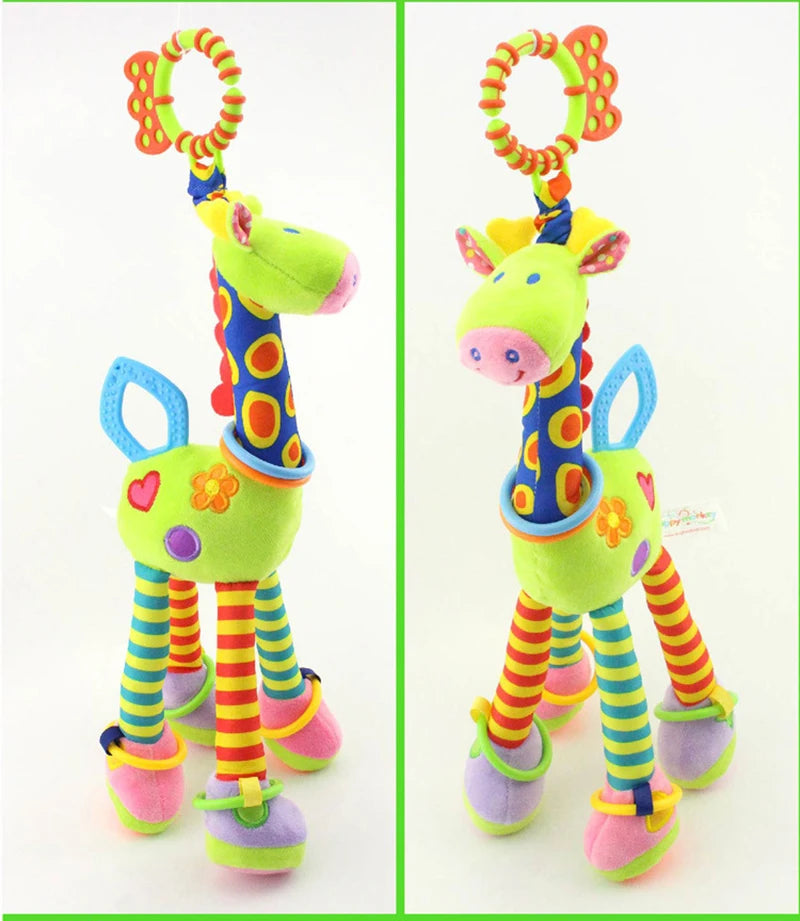 New Soft Cute Giraffe Animal Handbells Rattles Mobile Plush Infant Baby Handle Toys Hot Selling WIth Teether Newborn Baby Gifts