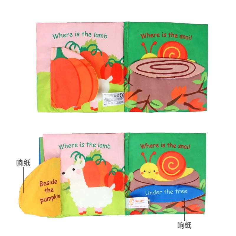 Hot Sale 0-36Month Baby Early Learning Educate Toy Tail Cloth Book Parent-child Interactive Sound Paper Puzzle Cloth Book Rattle