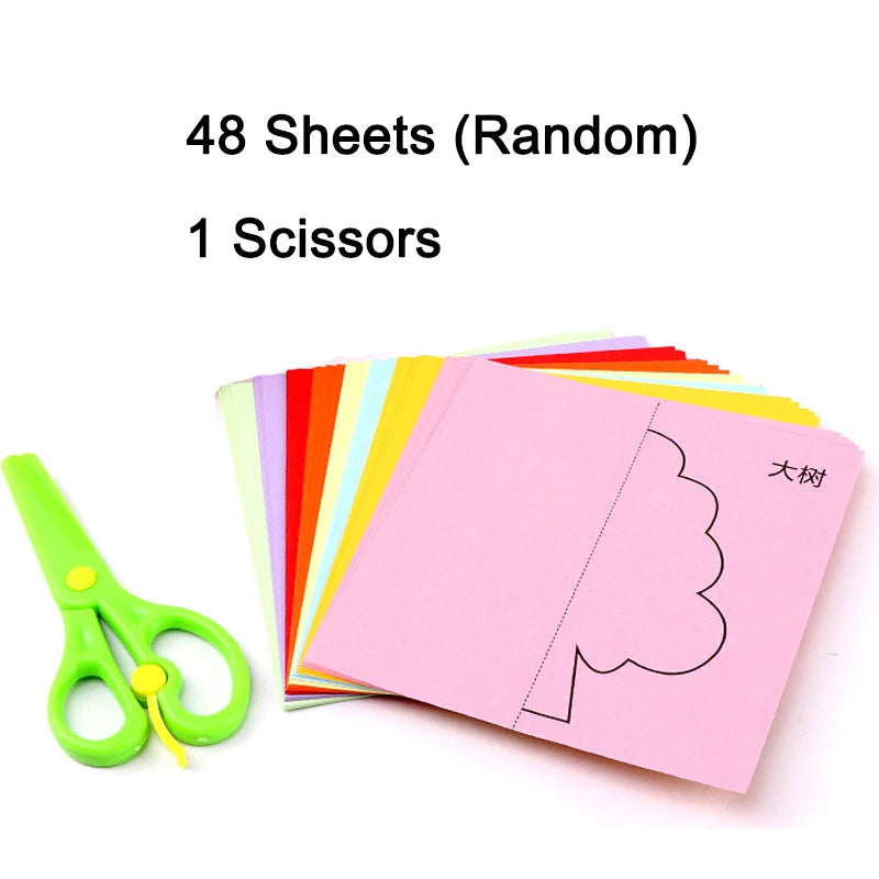 Paper-Cut Set Paper Cutting Scissor Skills Activity Cutting Book Kids Crafts Toys Kits Preschool with Child-Safe Scissors