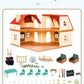 Simulation Kitchen Forest Family Small House Double Three- Story Villa Reindeer  Animal Model Girl Dollhouse Furniture Toy Gifts