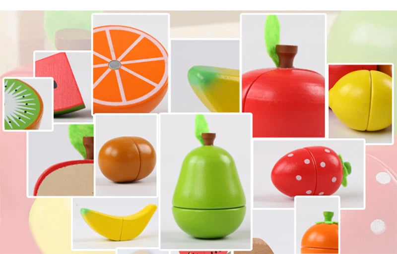 Simulation Kitchen Pretend Toy Wooden Classic Game Montessori Educational Toy For Children Kids Gift Cutting Fruit Vegetable Set